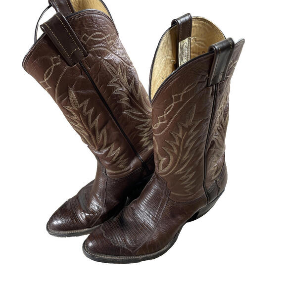 Vintage Nocona Lizard Cowboy Boots Men’s 10D Brown Exotic Leather USA 1989
